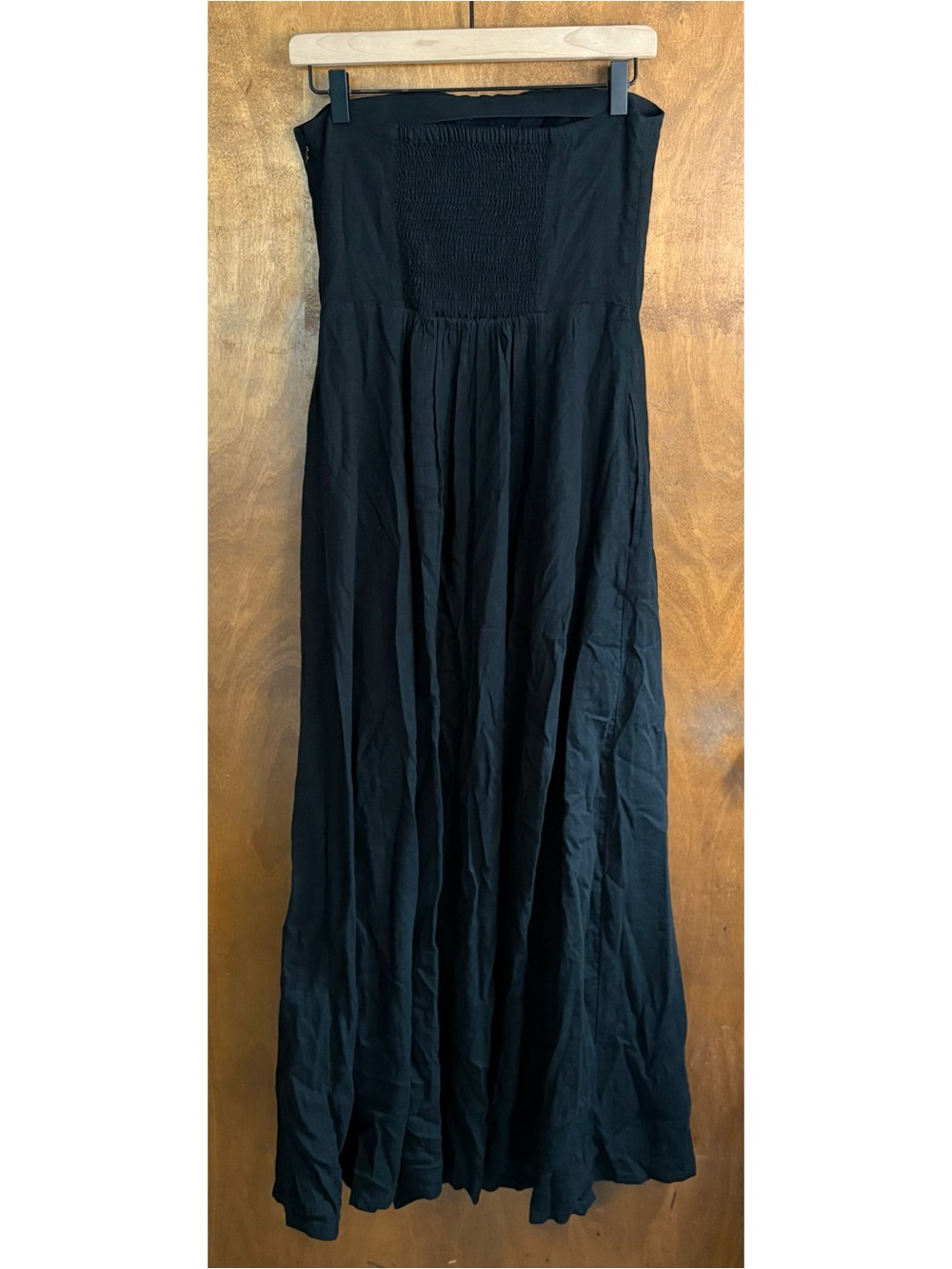 The Drop Carlota Black Linen Strapless Maxi Dress Wedding Resort Lagenlook Boho - Picture 3 of 12
